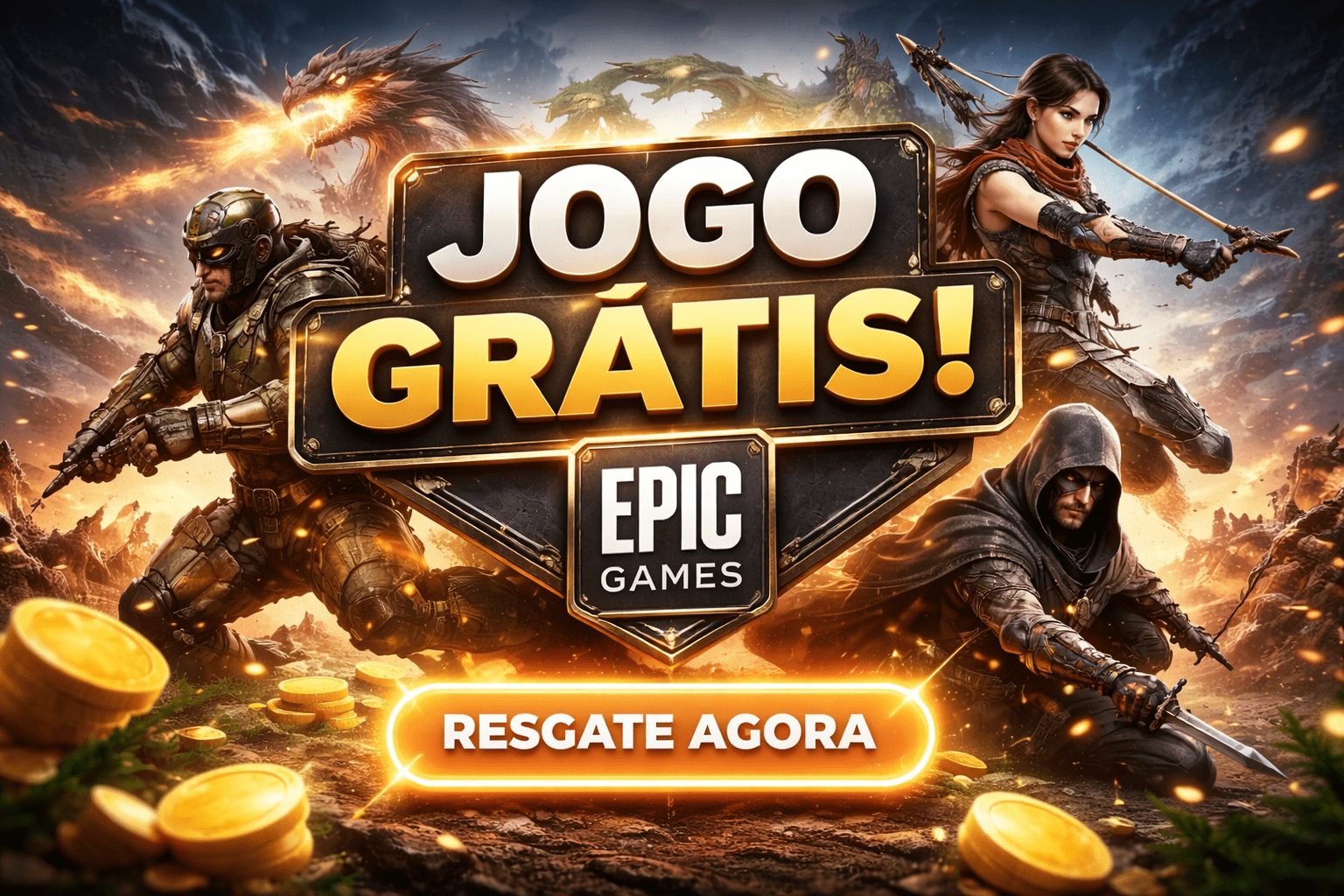 Arte do jogo Rustler mostrando um camponês roubando um cavalo em estilo GTA, simbolizando como Baixar Rustler grátis na Epic Games, com fundo sombrio e detalhes em vermelho.