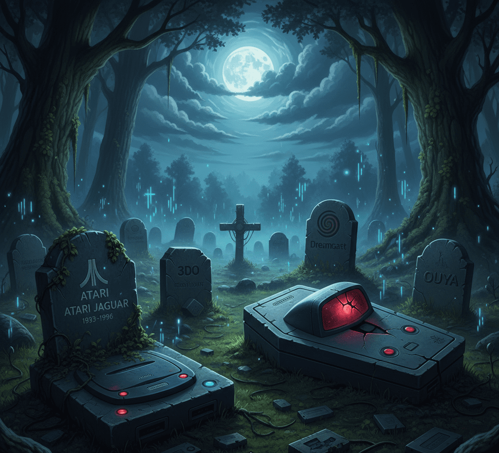 imagem de um cemitério de consoles