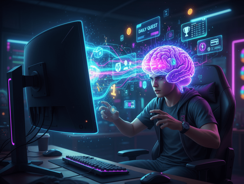 Psicologia Gamer: Como as Empresas Manipulam Seu Cérebro Para Você Jogar Mais 1 Gemini Generated Image e2s974e2s974e2s9
